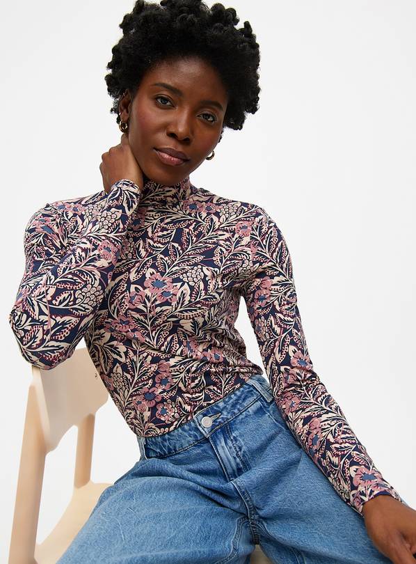 Floral Print High Neck Modal Top 18